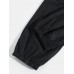 Mens Solid Color Applique Cotton Drawstring Cuffed Cargo Jogger Pants