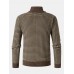 Men Vintage Knitted Stand Collar Contrast Color Plus Velvets Half Zipper Sweater Sweaters