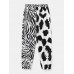 Mens Casual Patchwork Animal Print Drawstring Pants