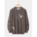 Mens Chinoiserie Crane Embroidery Raglan Sleeve Warm Knitted Sweaters