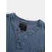 Men Cotton Henley Collar Solid Chest Pocket Short Sleeve Regular Fit Soft T  Shirts